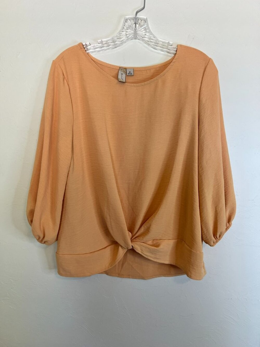 Misia Peach Twist-Front Balloon Sleeve Top